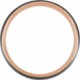 18K Rose Gold PVD & Black PVD Tungsten 5 mm Grooved Comfort-Fit Band
