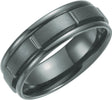 Black Titanium 7 mm Grooved Band Size 9.5