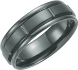 Black Titanium 7 mm Grooved Band Size 9