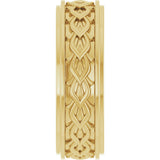 14K Yellow 7 mm Double Stepped-Edge Sculptural Flat Band