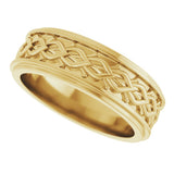 14K Yellow 7 mm Double Stepped-Edge Sculptural Flat Band