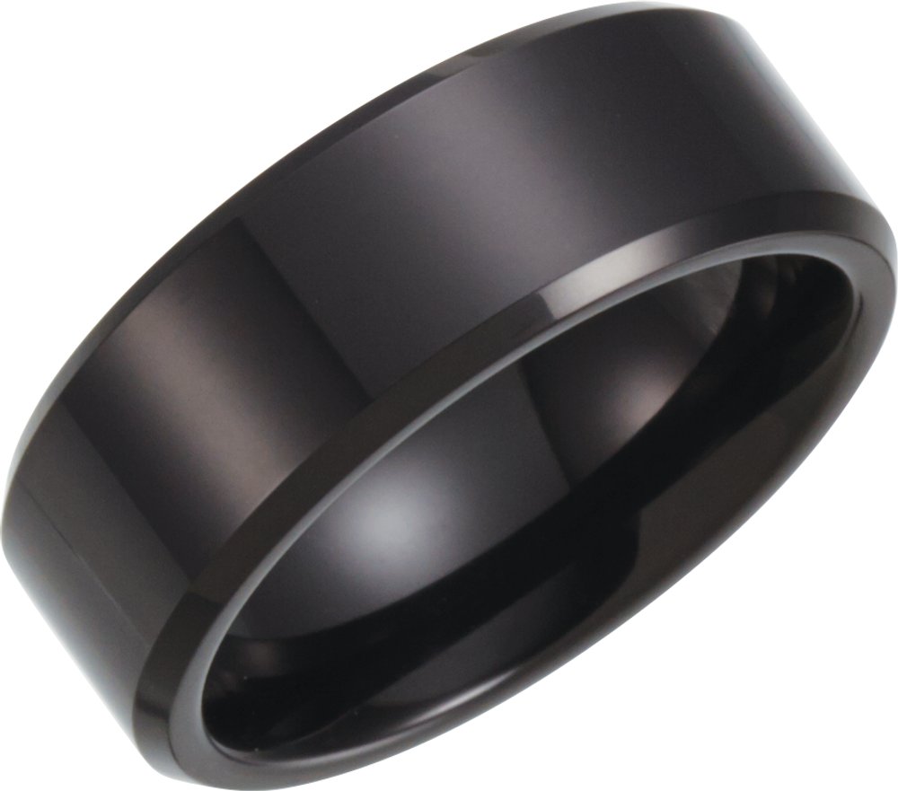 Black PVD Tungsten 8.3 mm Beveled-Edge Inlay Band Size 7.5