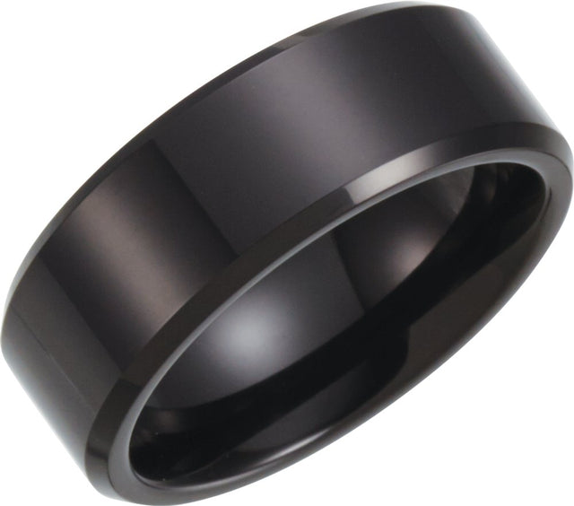 Black PVD Tungsten 8.3 mm Beveled-Edge Inlay Band Size 7.5
