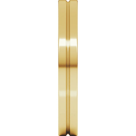 10K Yellow Gold 3 mm Grooved Comfort-Fit Flat Band Size 7