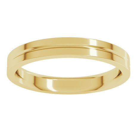 14K Yellow Gold 3 mm Grooved Comfort-Fit Flat Band Size 5.5