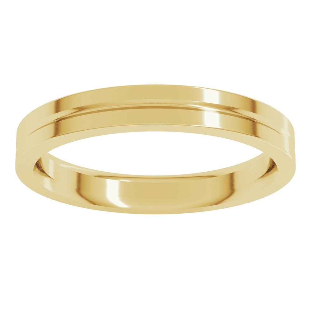 10K Yellow Gold 3 mm Grooved Comfort-Fit Flat Band Size 7