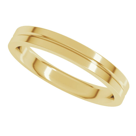 14K Yellow Gold 3 mm Grooved Comfort-Fit Flat Band Size 5.5