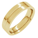 10K Yellow Gold 5 mm Grooved Comfort-Fit Flat Band Size 9