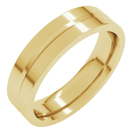 10K Yellow Gold 5 mm Grooved Comfort-Fit Flat Band Size 9