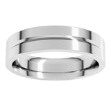 14K White Gold 5 mm Grooved Comfort-Fit Flat Band Size 7