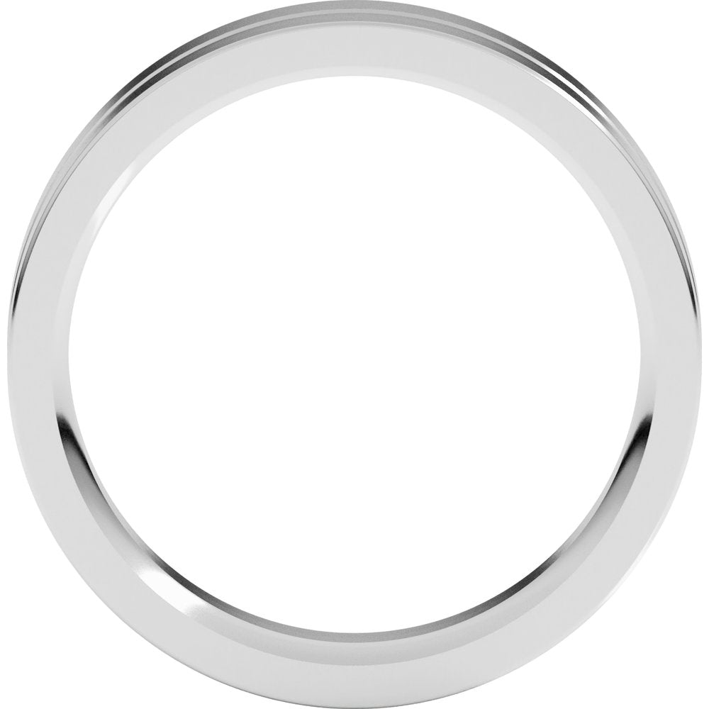 14K White Gold 5 mm Grooved Comfort-Fit Flat Band Size 7