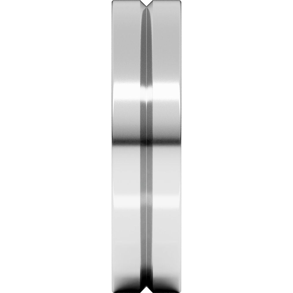 14K White Gold 5 mm Grooved Comfort-Fit Flat Band Size 7