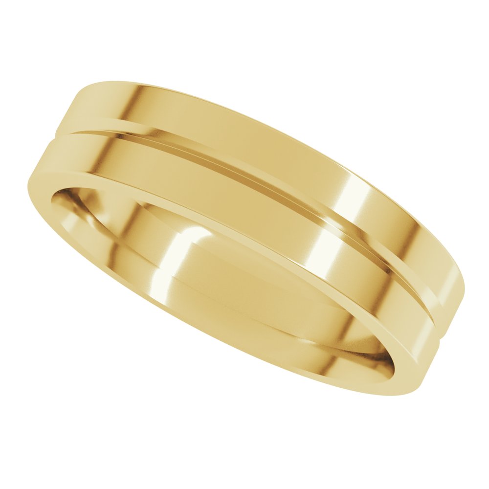 10K Yellow Gold 5 mm Grooved Comfort-Fit Flat Band Size 9