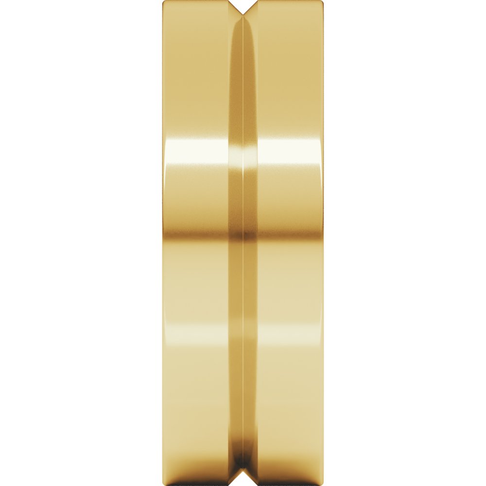 14K Yellow Gold 7 mm Grooved Comfort-Fit Flat Band Size 10