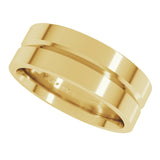 10K Yellow Gold 7 mm Grooved Comfort-Fit Flat Band Size 8