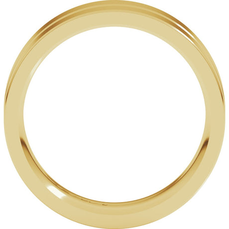 14K Yellow Gold 7 mm Grooved Comfort-Fit Flat Band Size 10