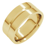 10K Yellow Gold 8 mm Grooved Comfort-Fit Flat Band Size 8.5