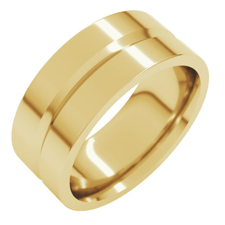 10K Yellow Gold 8 mm Grooved Comfort-Fit Flat Band Size 8.5