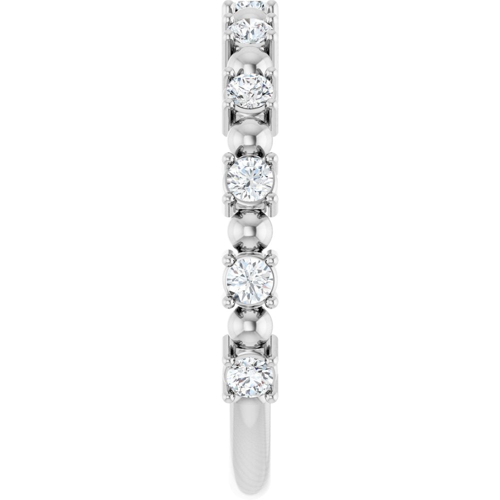 14K White Gold 1/3 CTW Natural Diamond Bead Anniversary Band