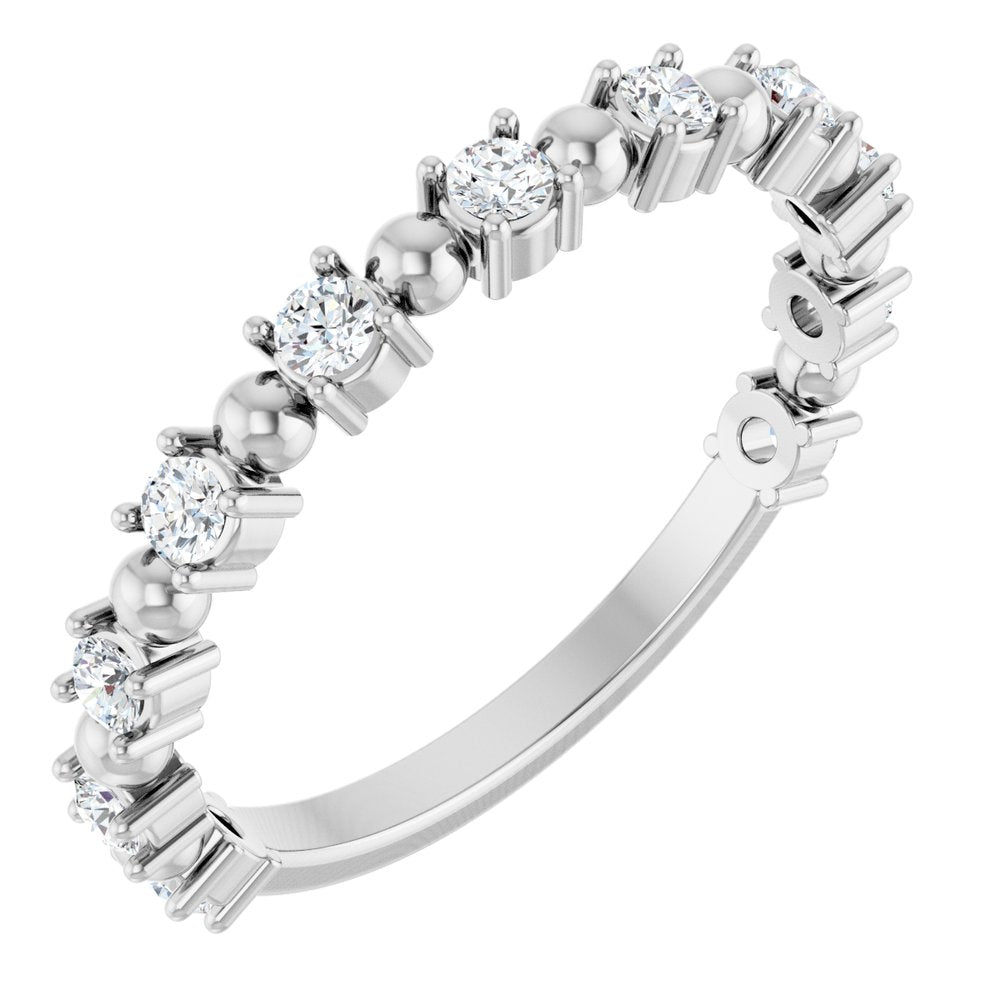 14K White Gold 1/3 CTW Natural Diamond Bead Anniversary Band