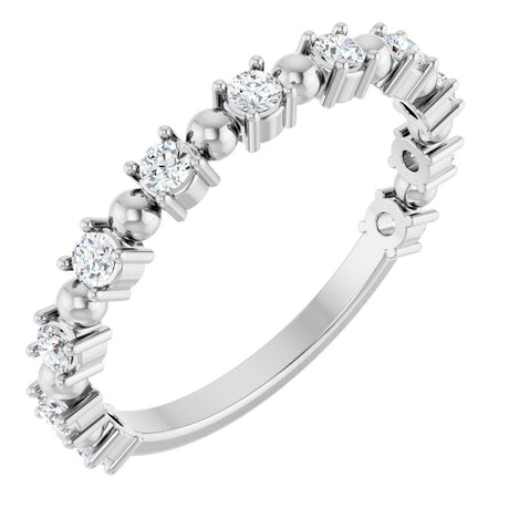 14K White 1/3 CTW Natural Diamond Bead Anniversary Band