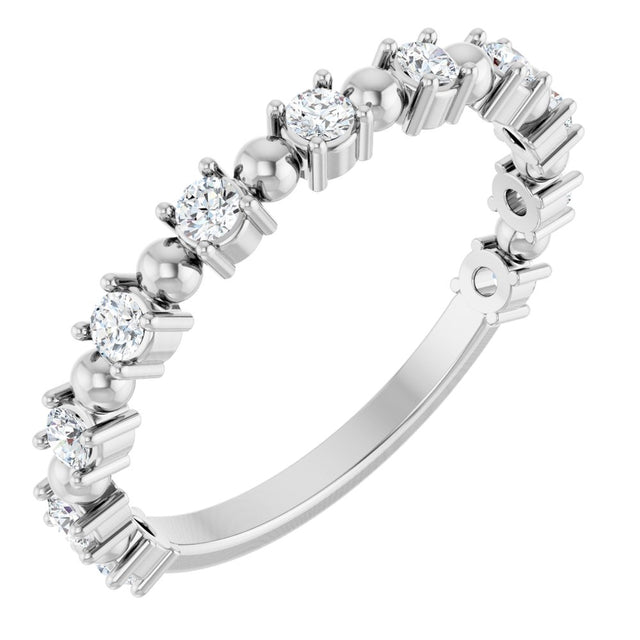 14K White Gold 1/3 CTW Natural Diamond Bead Anniversary Band