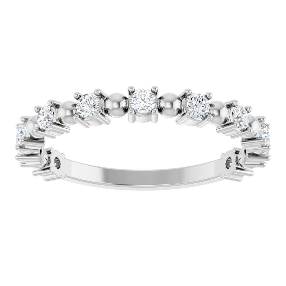 14K White Gold 1/3 CTW Natural Diamond Bead Anniversary Band