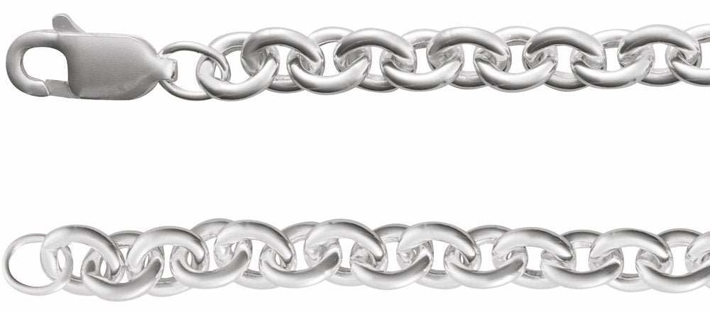 Sterling Silver 4.4 mm Cable 7" Chain