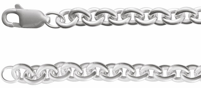 Sterling Silver 4.4 mm Cable 7" Chain