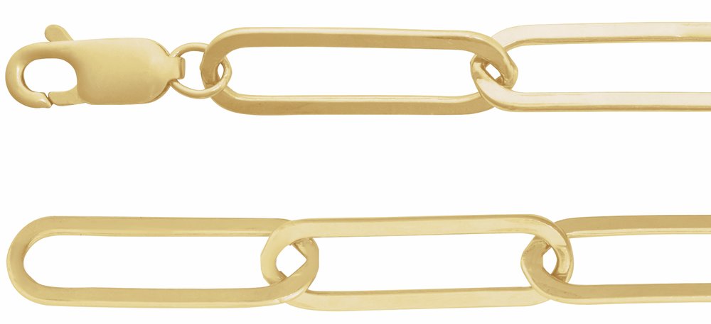 14K Yellow Gold 6.2 mm Paperclip-Style 7" Chain