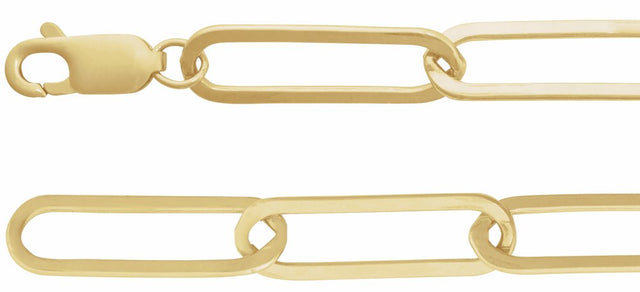 14K Yellow Gold 6.2 mm Paperclip-Style 7" Chain