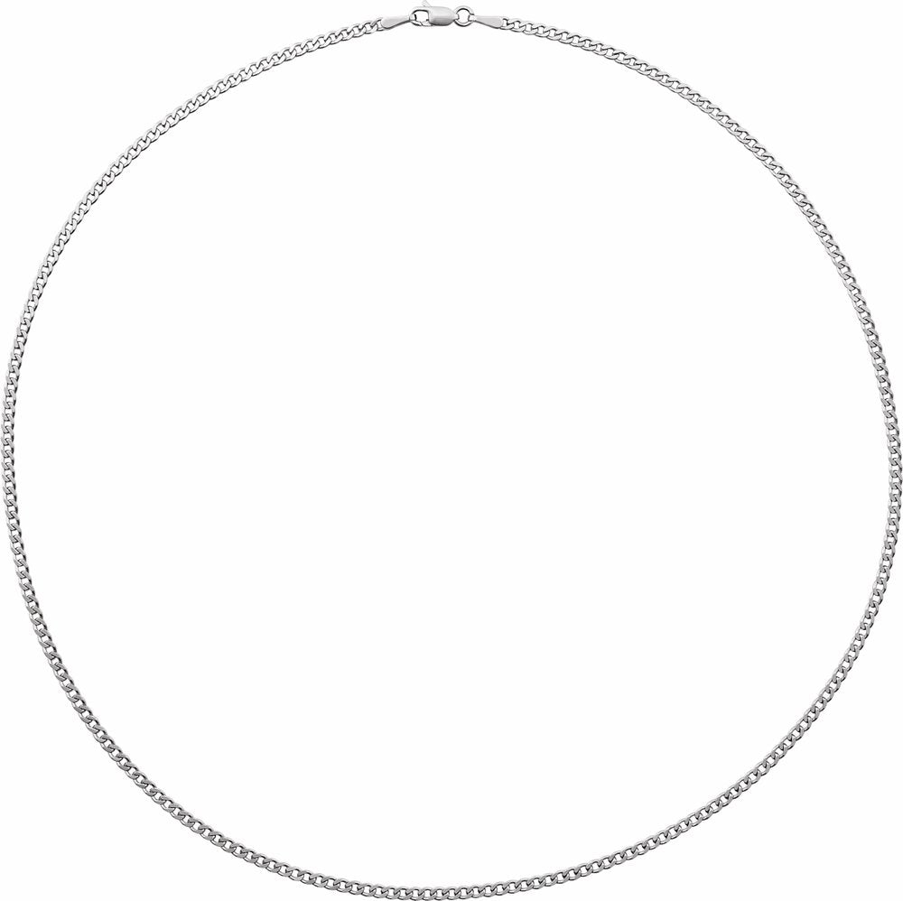 14K White Gold 2.35 mm Curb 16" Chain