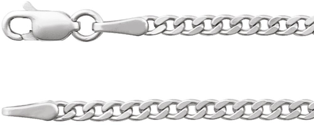 14K White Gold 2.35 mm Curb 20" Chain