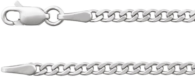 14K White Gold 2.35 mm Curb 20" Chain