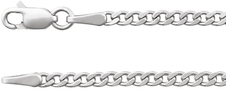 14K White Gold 2.35 mm Curb 18" Chain