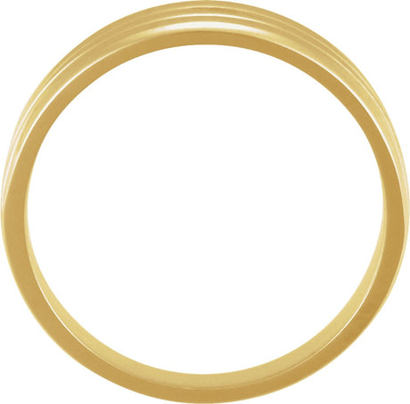 14K Yellow Gold 6 mm Grooved Tapered Band 