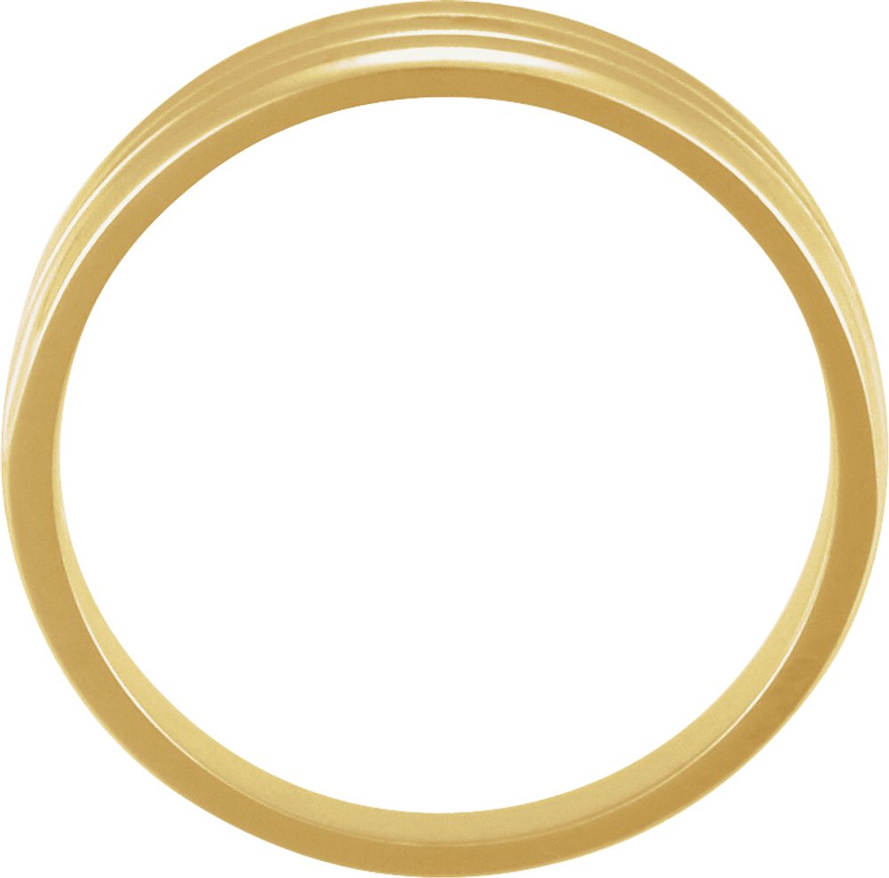 14K Yellow Gold 6 mm Grooved Tapered Band 