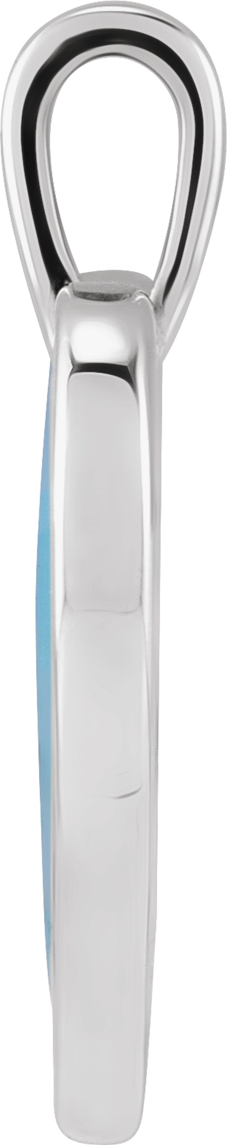 14K White Light Turquoise Enamel Heart Pendant