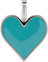 14K White Gold Light Turquoise Enamel Heart Pendant