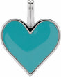 14K White Gold Light Turquoise Enamel Heart Pendant