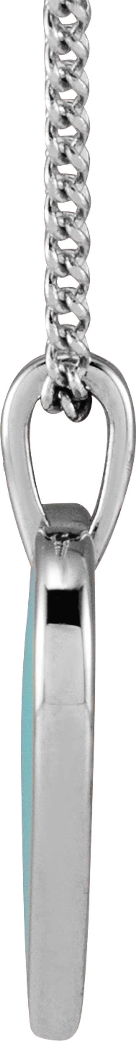 14K White Gold Light Turquoise Enamel Heart 18" Necklace 
