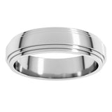 14K White Gold 5 mm Double Stepped-Edge Flat Band Size 10