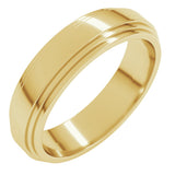 14K Yellow 5 mm Flat Double Stepped Edge Band Size 11