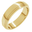 14K Yellow Gold 5 mm Double Stepped-Edge Flat Band Size 10.5