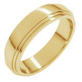 14K Yellow Gold 5 mm Double Stepped-Edge Flat Band Size 10.5