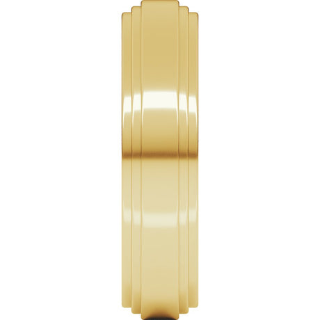 14K Yellow Gold 5 mm Double Stepped-Edge Flat Band Size 10.5