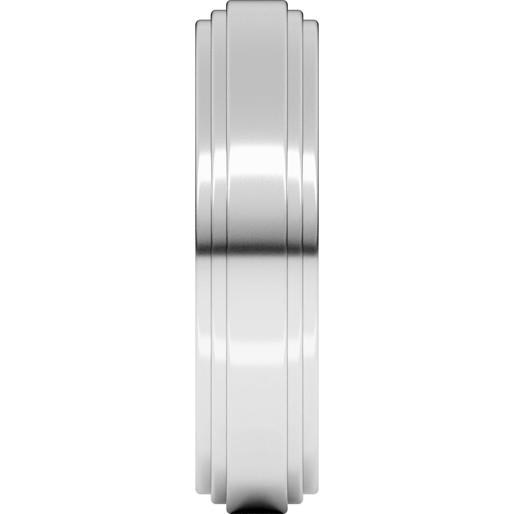 14K White Gold 5 mm Double Stepped-Edge Flat Band Size 10