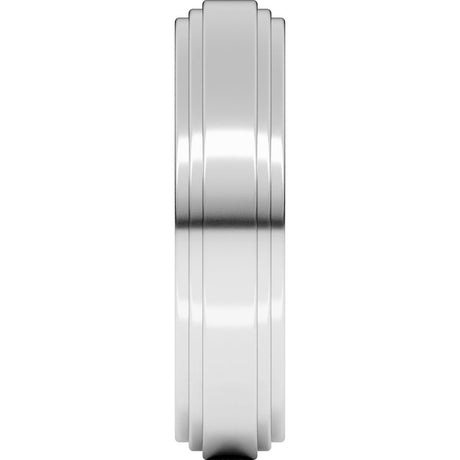 14K White Gold 5 mm Double Stepped-Edge Flat Band Size 10