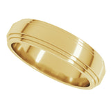 14K Yellow Gold 5 mm Double Stepped-Edge Flat Band Size 10.5