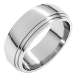 14K White Gold 7 mm Double Stepped-Edge Flat Band Size 11.5